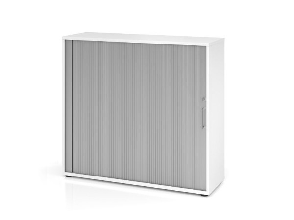 Hammerbacher Rollladenschrank 1733S BS, 3 OH, Korpus: Weiß / Rollladen: Silber, 120 x 40 x 110 cm (BxTxH), V1733S/W/S/BS