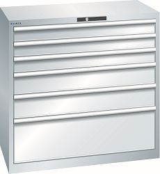 LISTA Schubladenschrank 54x27E (BxTxH) 1023x572x1000mm KEY Lock, Lichtgrau, 6 Schubladen, Traglast Schubladen 200 kg, 78.756.020