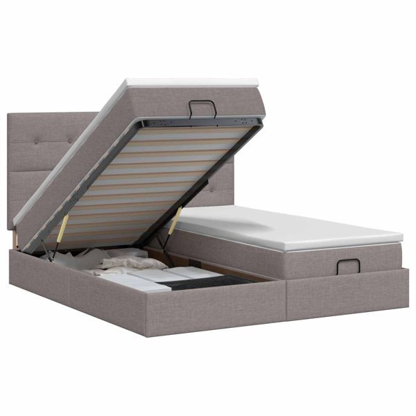vidaXL Ottoman Bett mit Matratze mit Kopfteil 2 Stk. Taupe Stoff, 3457852