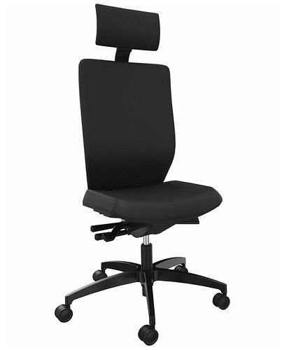 DENIOS Bürostuhl Stilo ES operator, Syncro-Activ-Balance-Technik, Nackenstütze, schwarz, 292431
