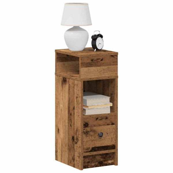 vidaXL Nachttische 2 Stück mit Schublade Altholz-Optik 25x31x66 cm, 858629