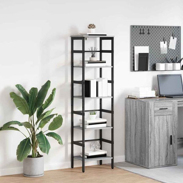 vidaXL Bücherregal Graues Sonoma 40 x 29,5 x 149 cm Holzwerkstoff, 883913