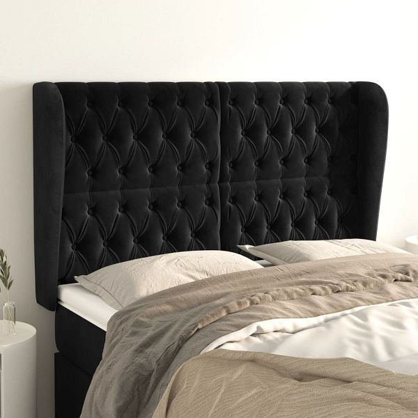 vidaXL Kopfteil mit Ohren Schwarz 147x23x118/128 cm Samt, 3118342