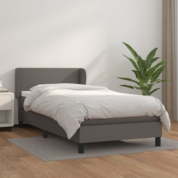 vidaXL Boxspringbett mit Matratze Grau 90x190 cm Kunstleder, 3127167