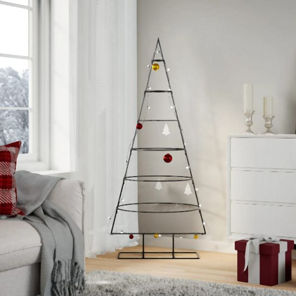 vidaXL Metall-Weihnachtsbaum für Dekorationen Schwarz 150 cm, 4018948