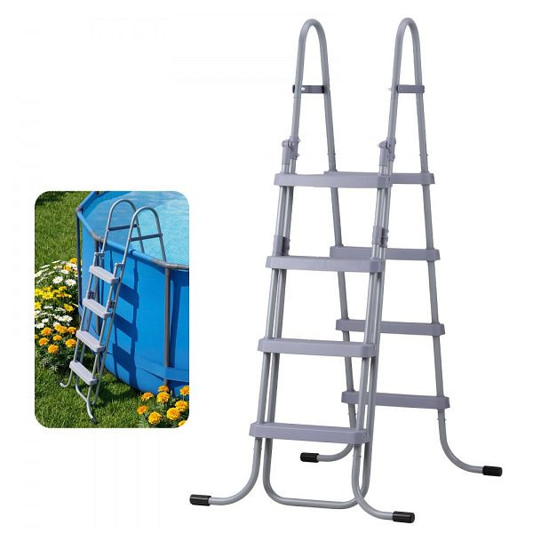 VEVOR Poolleiter 136 kg Kohlenstoffstahl, 132 cm tief, 4 rutschfeste Stufen, Grau, für Aufstellpools, DSYCTTGKAXHSF1RO7001V0