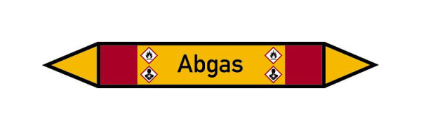 Schilder Klar Rohrleitungskennzeichen Abgas, 187x26 mm Folie selbstklebend, 101541/31