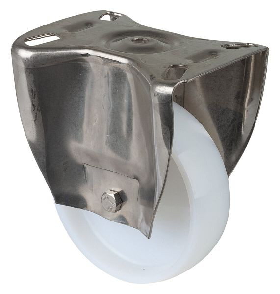 BS Rollen Edelstahl Transportrolle, Rad-Breite 37,5 mm, Rad-Ø 125 mm, Tragfähigkeit 250 kg, Kunststoff, Gleitlager, Platte, H110.A90.126