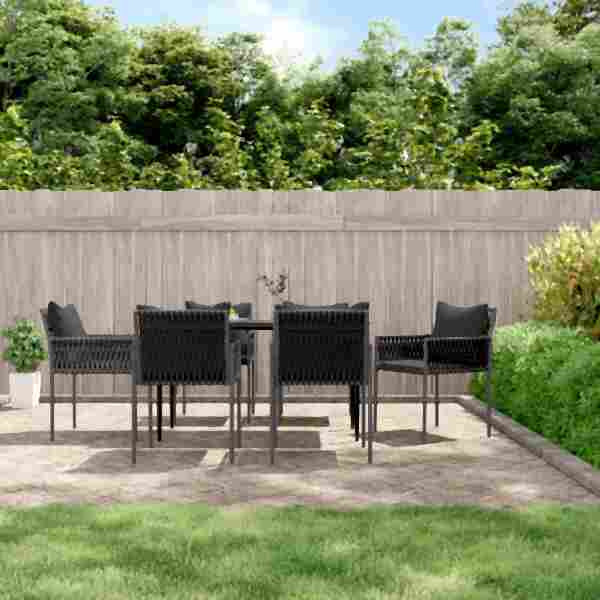 vidaXL Gartenstühle mit Kissen 6 Stück Schwarz 54x61x83 cm Poly Rattan, 3187090
