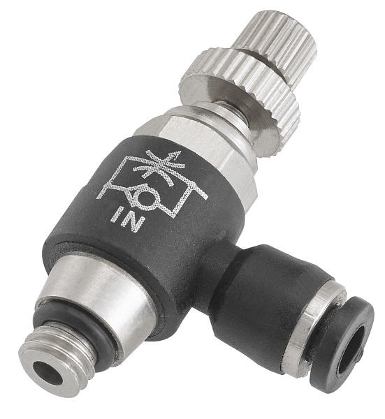 Prevost Micro Ventil-Richtungsdurchflussregler mit metrischem Außengewinde - Abfluss - RCM IG, Metrisches AG=M5, für Schlauch mit Außen-Ø=4 mm, RCM IG04M5