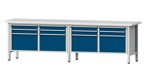 ANKE Werkbänke Kastenwerkbank, Modell 233 V, 2800 x 700 x 840 mm, RAL 7035/5010, KSP 40 mm, 305.052