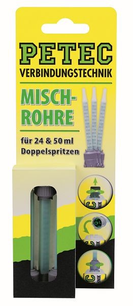 Petec Mischrohr für 24ml Doppelspritze, 50ml Doppelkartusche, Inhalt 3 Stück, Sb-Karte, VE: 10 Stück, 98603