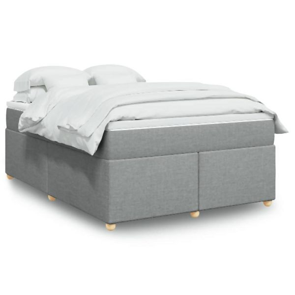 vidaXL Boxspringbett mit Matratze Hellgrau 160x200 cm Stoff, 3285387