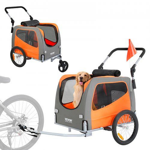 VEVOR Hunde-Fahrradanhänger, trägt bis zu 30 kg, Kinderwagen, einfach zusammenklappbar mit Schnellspannrädern, universell, Reflektoren, TCTCLYSCWZXCMJR9ZV0