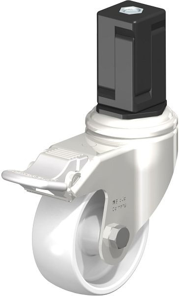 Blickle LKRXA-PO 80G-11-FI-EXV17 Edelstahl-Apparate-Lenkrolle mit Expander & Feststeller, Polyamid, Weiß, 853537