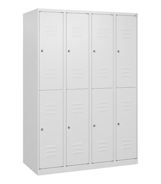 C+P Doppelstöckiger Spind Classic PLUS, 4 Abteile, 1700x1200x500mm, 9016/9016, Zylinderschlösser, 0803007-40 S10025