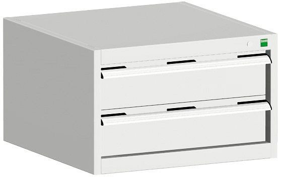 bott cubio Schubladenschrank bestückt mit 2 Schubladen BxTxH: 650 x 525 x 400 mm, RAL 7035, 40011037.16V
