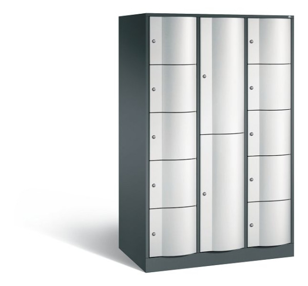 C+P Schließfachschrank Resisto, 12 Fächer, H1950xB1148xT640 mm, Anthrazit/Grau, 8070-3731 S10032