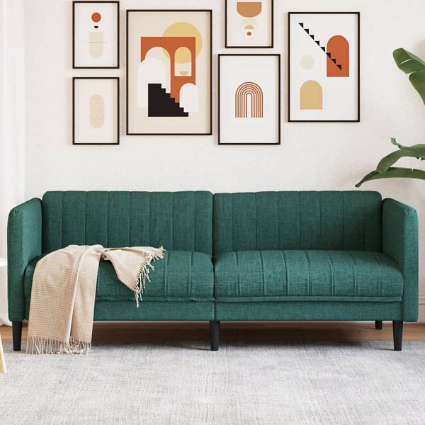vidaXL Sofa 3-Sitzer Dunkelgrün Stoff, Füllung: Schaumstoff, 372617