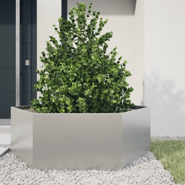 vidaXL Pflanzkübel Sechseckig 138x120x45 Edelstahl, 851140