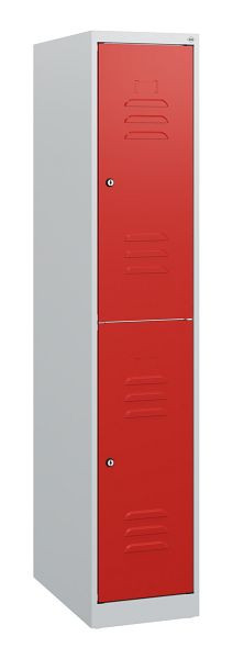 C+P Doppelstöckiger Spind Classic PLUS, 1530x300x500mm, 7035/3020, Zylinderschlösser, 0803005-10 S10015