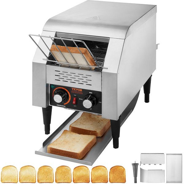 VEVOR Durchlauf-Toaster 1300 W, Drei Multifunktionale Betriebsarten 150 Scheiben pro Stunde, Silber Kommerziell Edelstahl Restaurants, LSKMBJ150PMX5OPZVV2