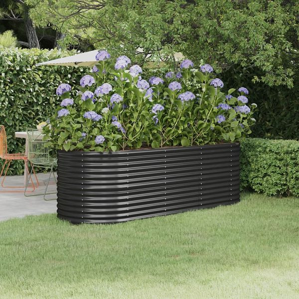 vidaXL Hochbeet Pulverbeschichteter Stahl 224x80x68 cm Anthrazit, 318956