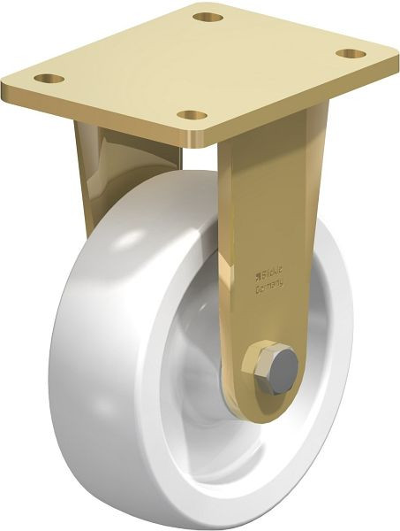 Blickle BS-SPO 150G Stahlgeschweißte Schwerlast-Bockrolle, Polyamid, Weiß, 48462