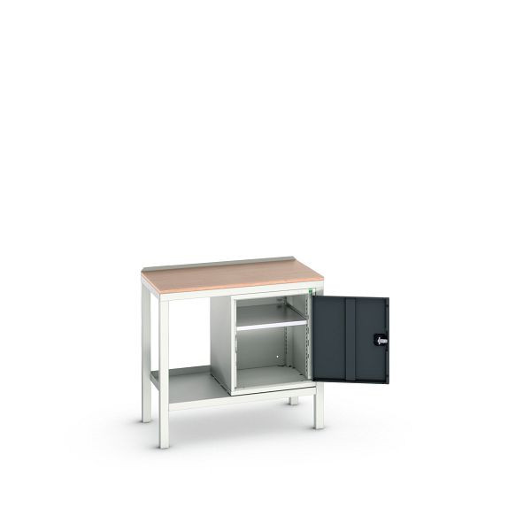 bott verso Beistelltisch, mit Unterbauschrank und Multiplex-Platte, BxTxH: 1000 x 600 x 930 mm, Lichtgrau / Anthrazitgrau, 16922603.19