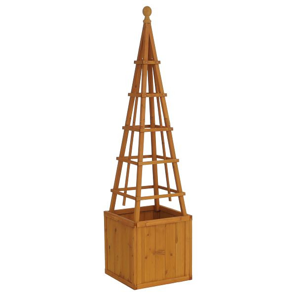 Mendler Rankgitter HWC-Q18, Pflanzkasten Pflanzkübel Blumenkasten Rankhilfe Holz FSC®-zertifiziert 168x40x40cm, natur, 121081