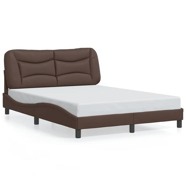 vidaXL Bettgestell mit LED Braun 140x190 cm Kunstleder, 3213929