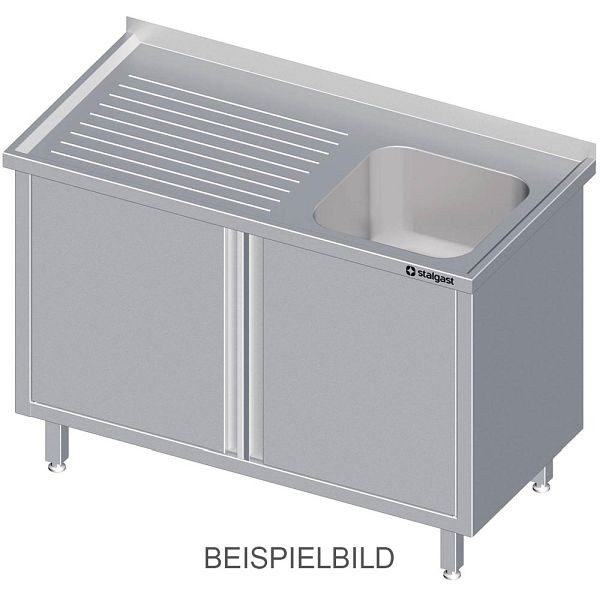 Stalgast Spülschrank mit Flügeltüren 1100x700x850 mm, mit einem Becken links, mit Aufkantung, verschweißt, VSK11720LA