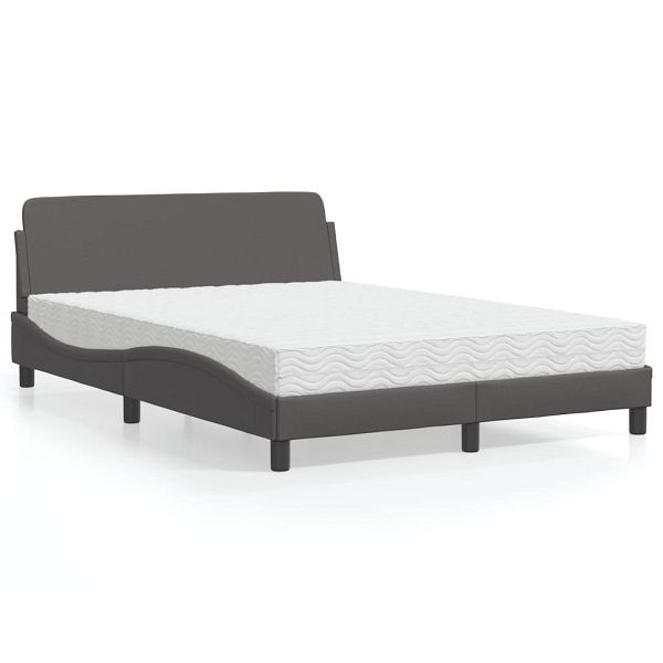 vidaXL Bett mit Matratze Grau 140x200 cm Kunstleder, 3208420