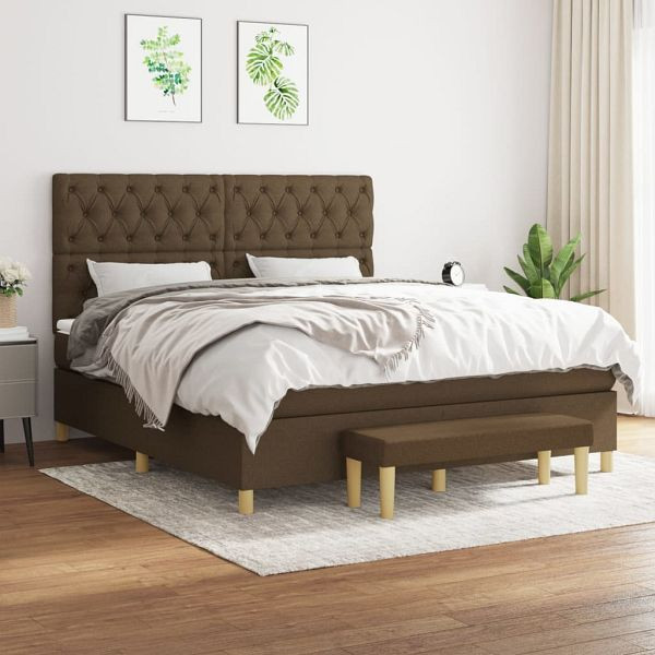 vidaXL Boxspringbett mit Matratze Dunkelbraun 160x200 cm Stoff, 3137408