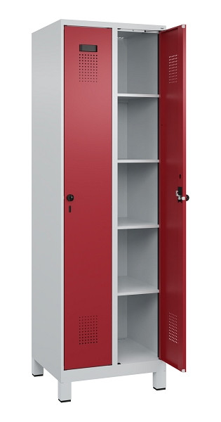 C+P Wäsche-Spind Evolo PLUS, mit Füßen, 2 Abteile, 1950x600x500mm, 7035/3003, Verschluss Drehriegel, Ablageböden 8, 049010-20B S10004
