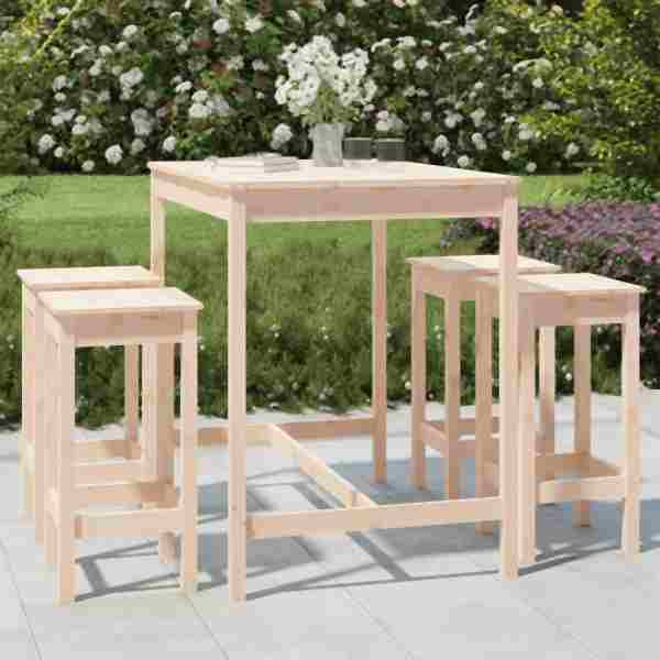 vidaXL 5-tlg. Gartenbar-Set Massivholz Kiefer, 3154745, 8720845717100