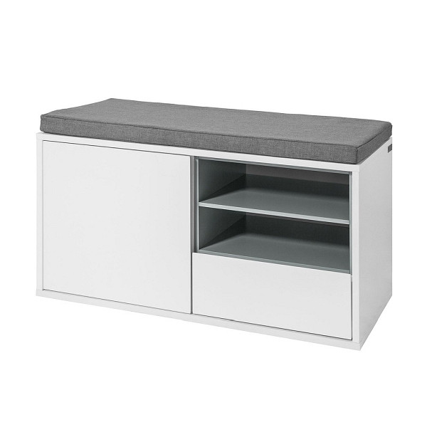 SoBuy Schuhbank mit einer Schublade Weiß 80x35x46 cm, Modern, FSR37-W