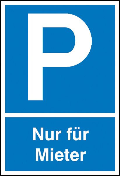 SafetyMarking Parkplatzschild, Symbol: P, Text: Nur für Mieter, BxH 40x60 cm, Aluminium, geprägt, 11.5130