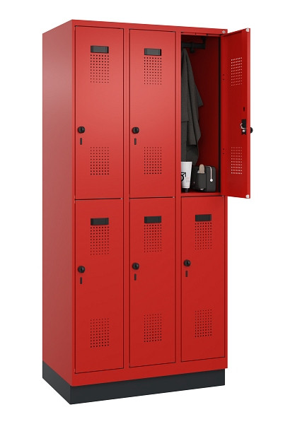 C+P Doppelstöckiger Spind Evolo PLUS, mit Sockel, 6 Fächer, 1950x900x500mm, 3020, Drehriegel, 049320-30 S10025