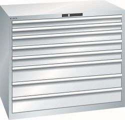 LISTA Schubladenschrank 64x36E (BxTxH) 1193x725x1000mm KEY Lock, Lichtgrau, 8 Schubladen, Traglast Schubladen 75 - 200kg, Fronthöhe 75-150mm, 78.834.020