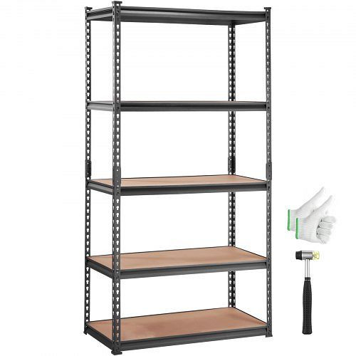 VEVOR Lagerregal 907,2kg Gesamtladekapazität 181,4kg pro Regal SPCC-Kohlenstoffstahl + MDF-Platten Steckregal 90x45x182,88cm, SXHJC18DX36WX7LTAV0