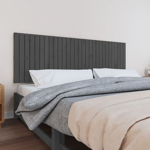 vidaXL Wand-Kopfteil Grau 185x3x60 cm Massivholz Kiefer, 824865