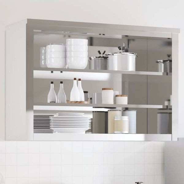 vidaXL Küchen-Wandschrank mit Ablagen Edelstahl, 376447