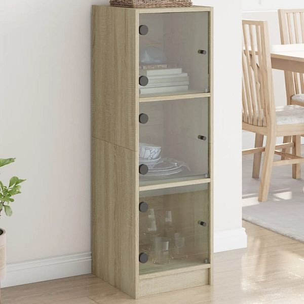 vidaXL Highboard mit Glastüren Sonoma-Eiche 35x37x109 cm, 836387