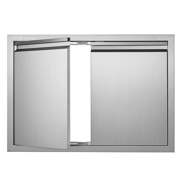 VEVOR Grill-Zugangstür, 762 x 532 x 45 mm, Doppelte Außenküchentür, Vertikale Wandtür mit Versenkbaren Griffen, SMABSCJMYS30M2GZNV0