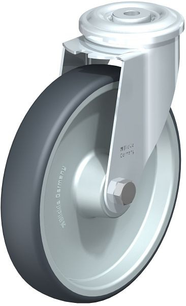 Blickle LER-TPA 200R Stahlblech-Lenkrolle mit Rückenloch, Thermoplastisches Gummi-Elastomer, Grau, 757057