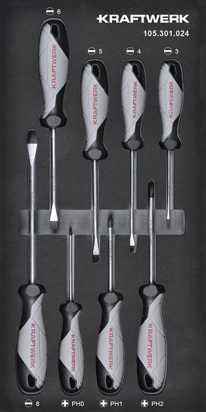 Kraftwerk BASIC LINE EVA Schraubendreher Schlitz PH 8-tlg. 20x40 Einlage, 105.301.024