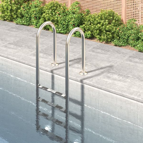 vidaXL Pool-Leiter 54x38x184,5 cm Edelstahl 304, silber, 93453