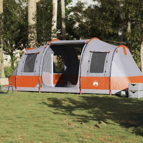 vidaXL Tunnelzelt 4 Personen Grau und Orange Wasserdicht, 4009412