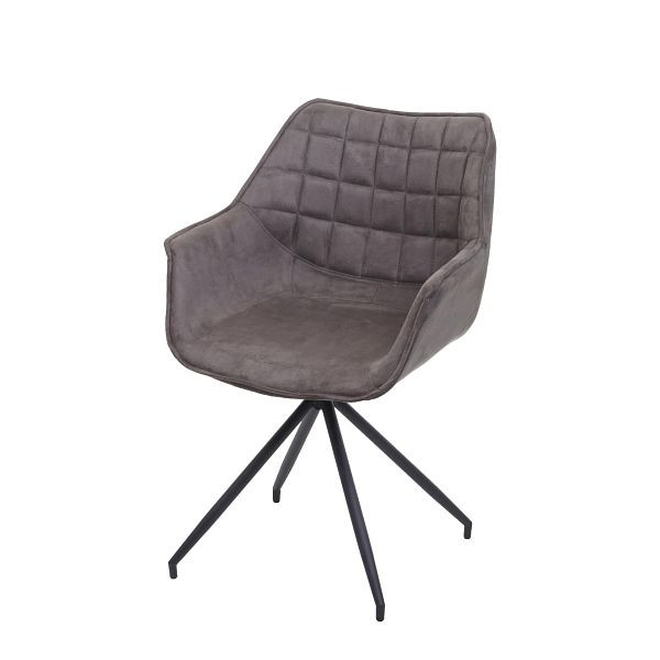 Mendler Esszimmerstuhl HWC-H44, Küchenstuhl Stuhl, drehbar Auto-Position Metall, Stoff/Textil vintage braun, Fuß schwarz, 73469